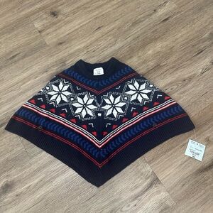 Okie Dokie Blue Poncho with Snowflake Design